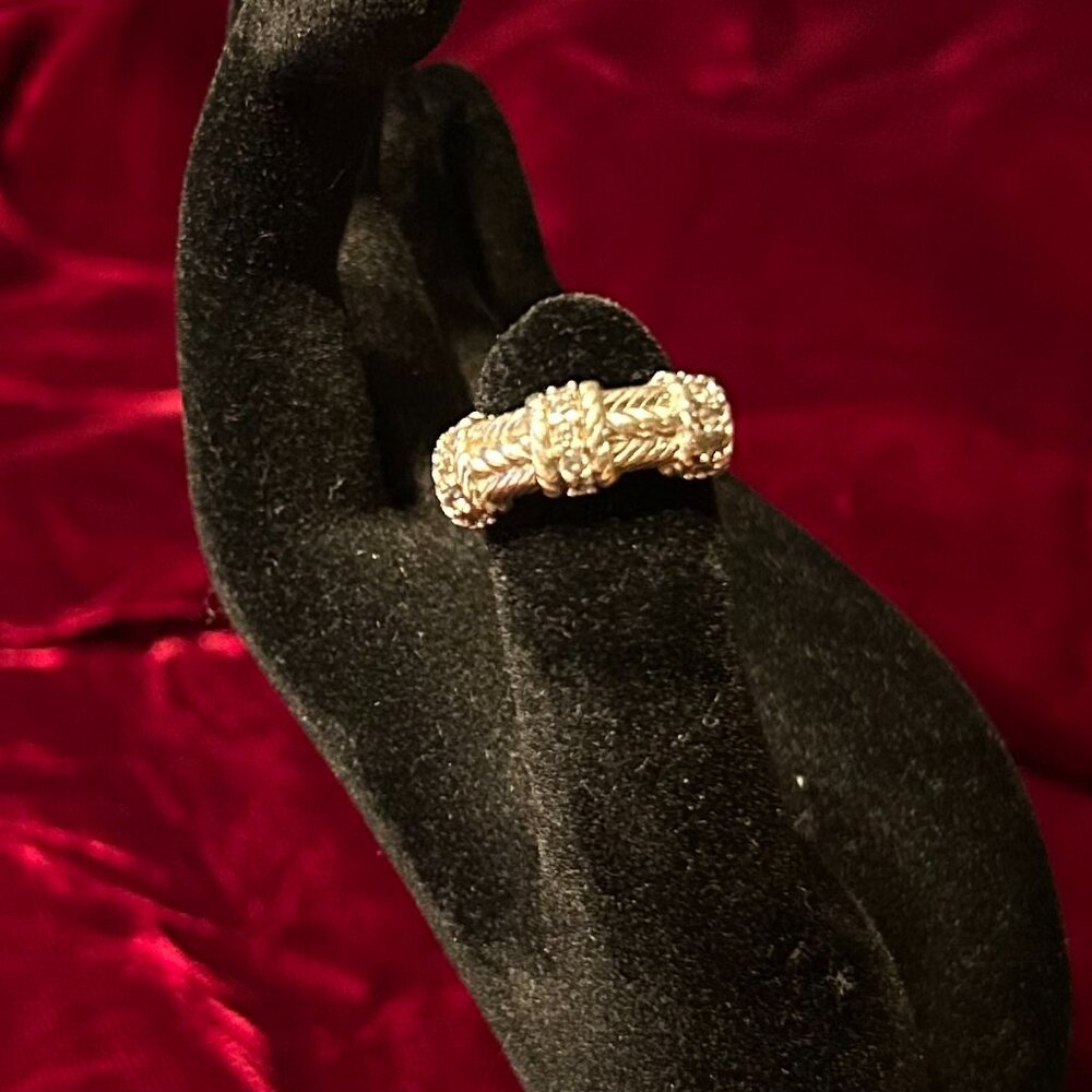 Vintage Judith Ripka Sterling Silver CZ rope style ring - Picture 3 of 6